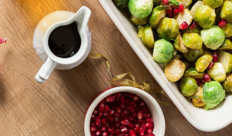 Balsamic Roast Sprouts with Pomegranate