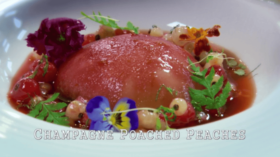 Champagne Poached Peaches