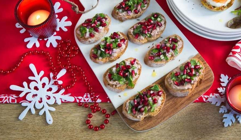Paté and Pomegranate Crostini