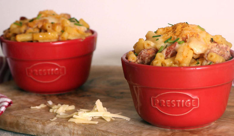 Pressure Cooker Mac n Cheese with Bacon & Chorizo