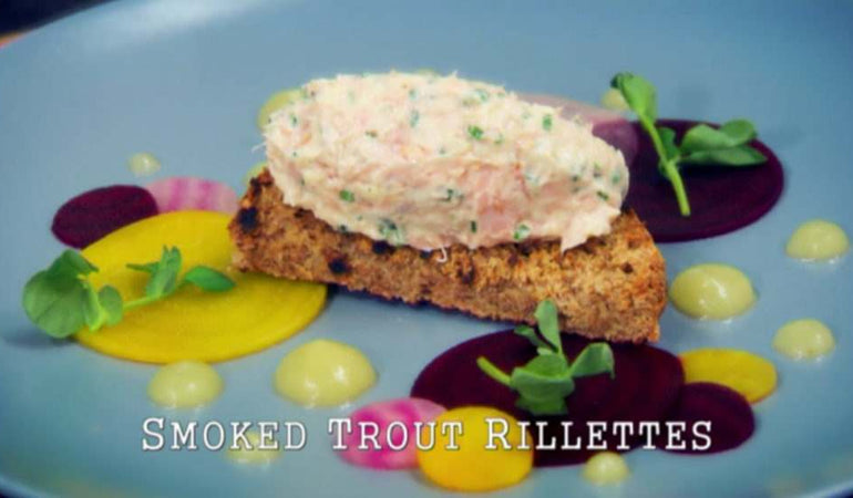 Wok Smoked Trout Rillettes on Toasted Beer Bread