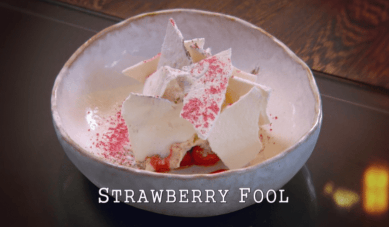 Strawberry & Elderflower Fool, Lemon Granita, Meringue