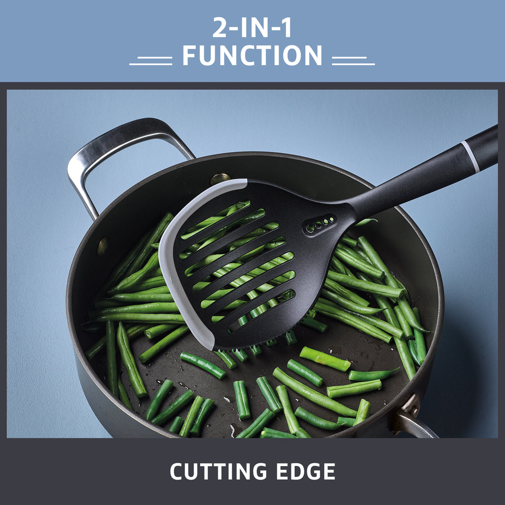 2-in-1 Kitchen Utensil - Skimmer & Silicone Edge | Prestige