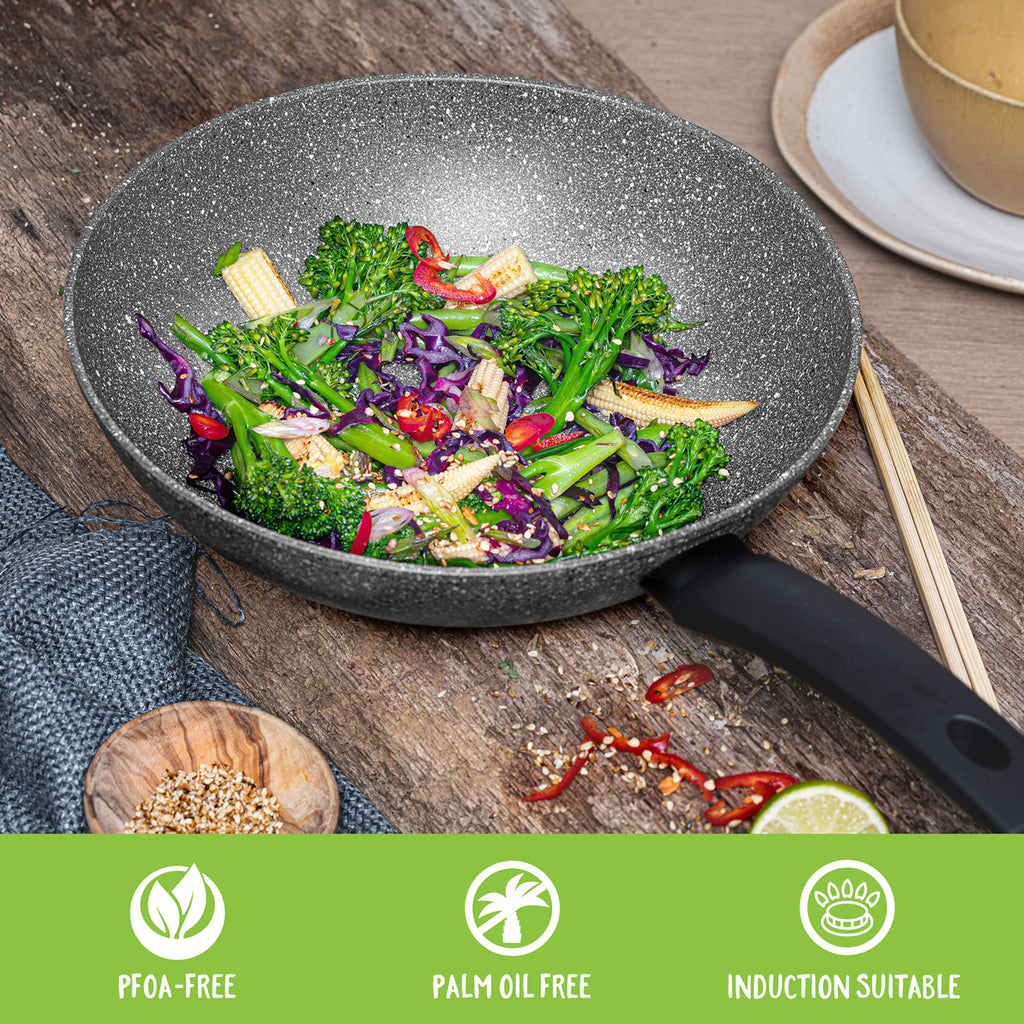 Eco NonStick Stir Fry Induction Wok Large 28cm Prestige UK