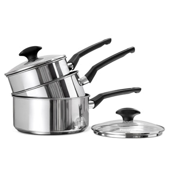 9 X Tougher Universal Saucepan Set - Small, Medium & Large