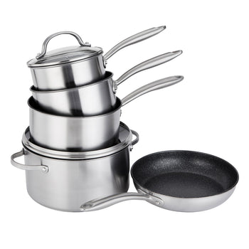 Scratch Guard Non Stick Stainless Steel 5 Piece Pan Set