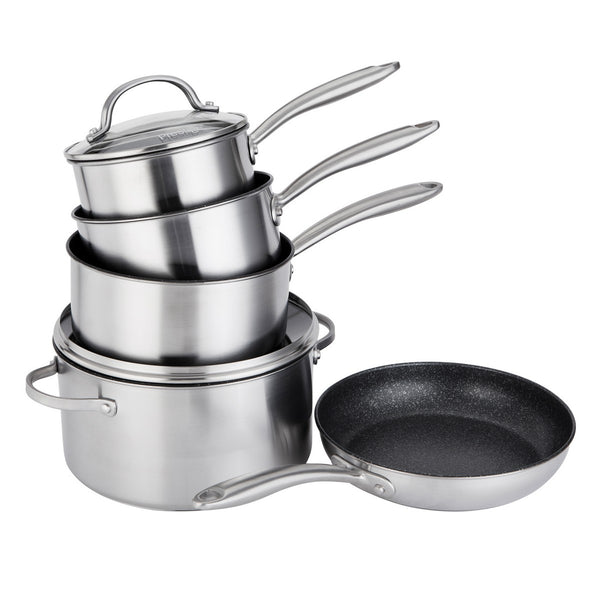 Scratch Guard: Complete Non-Stick Stainless Steel Pan Set - 5 Piece