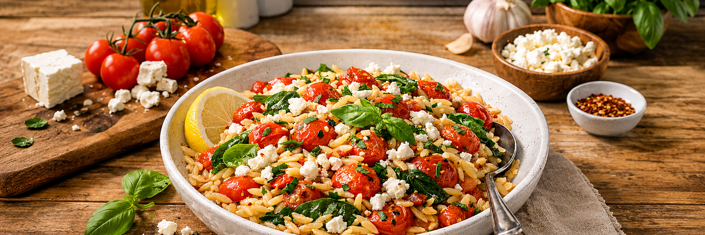 The Ultimate Whipped Feta & Roasted Tomato Orzo Bake