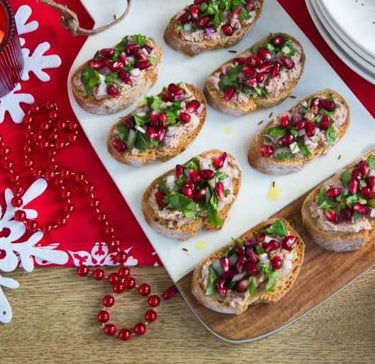 Paté and Pomegranate Crostini