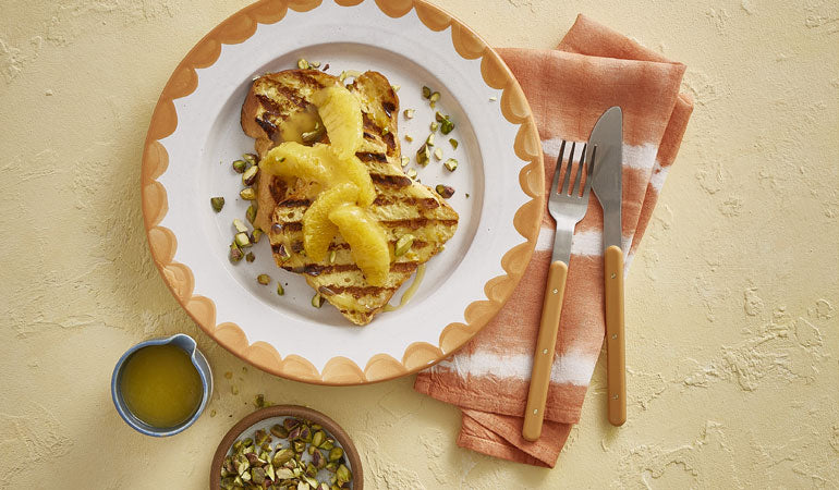 Plate with Orange & Pistachio French Toast