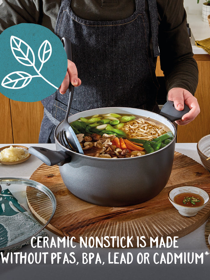 Earth Pan: Ceramic Non-Stick Stockpot With Lid - 7.7L/28cm