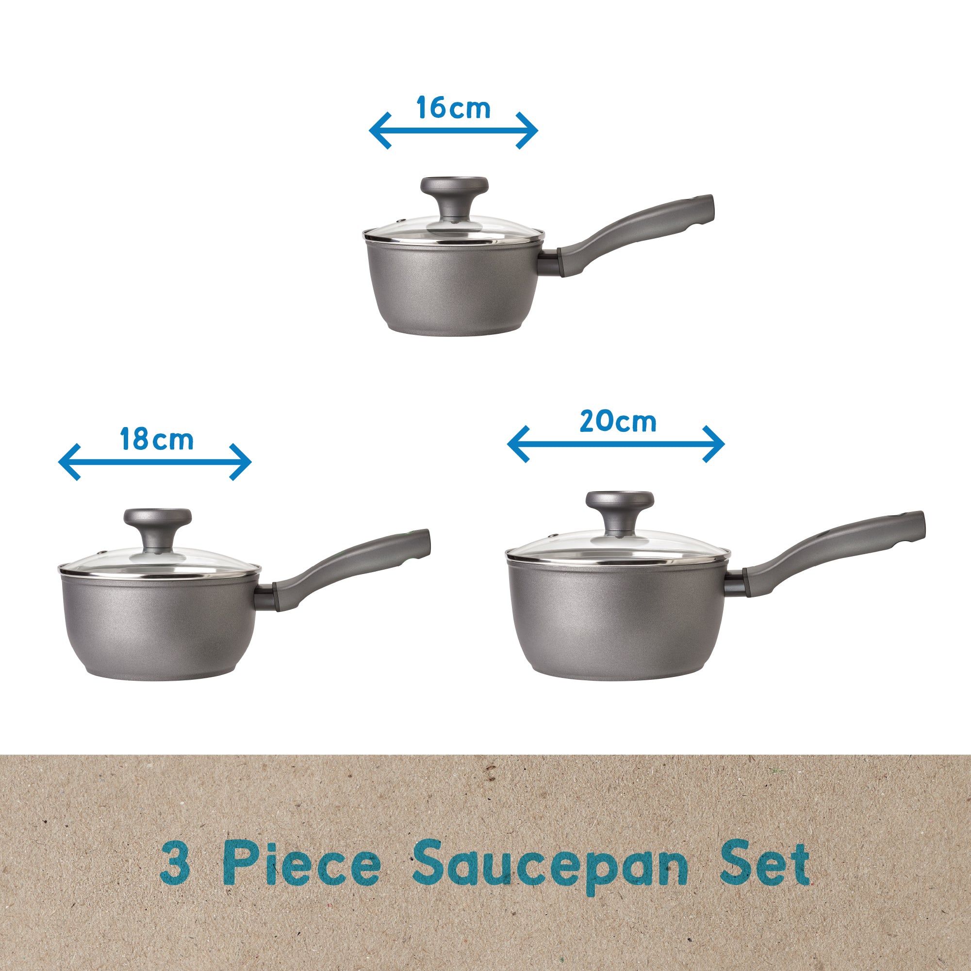 MEYER 18cm 3 Piece Set Earth Pan | Eco Friendly Saucepans | 3