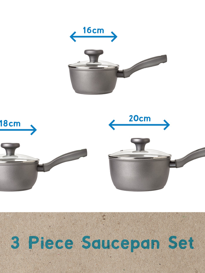 Earth Pan: Ceramic Non-Stick Saucepan Set - 3 Piece