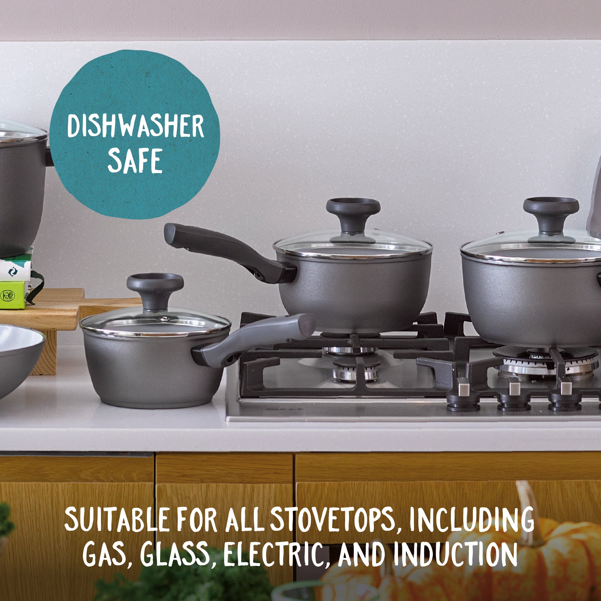Earth Pan: Ceramic Non-Stick Saucepan & Frying Pan Set - 5 Piece