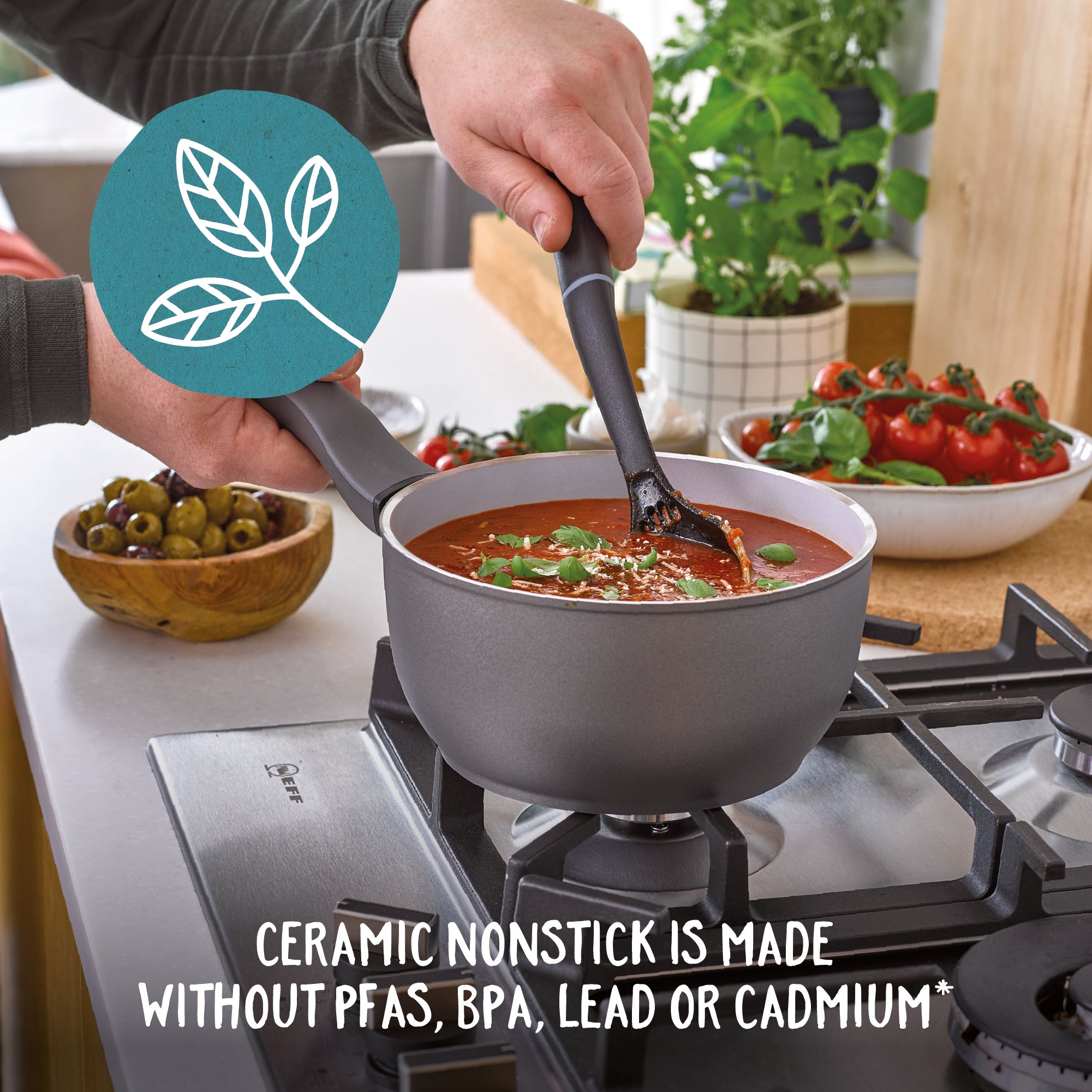 Earth Pan: Ceramic Non-Stick Saucepan & Frying Pan Set - 5 Piece