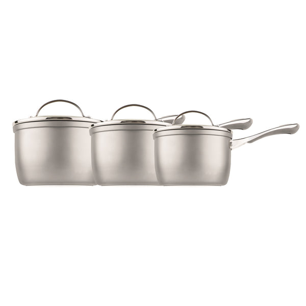 Prism Saucepan Set - 3 Pieces, Silver