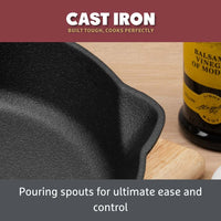 Cast Iron: Casserole & Glass Lid - 5.7L, Frying Pan & Grill Pan Set - 3 Pieces