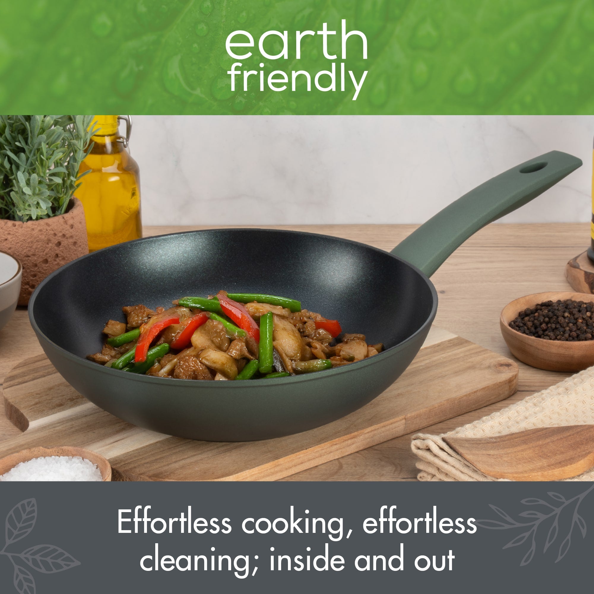 Earth Friendly Non-Stick 28cm Wok Easy Clean