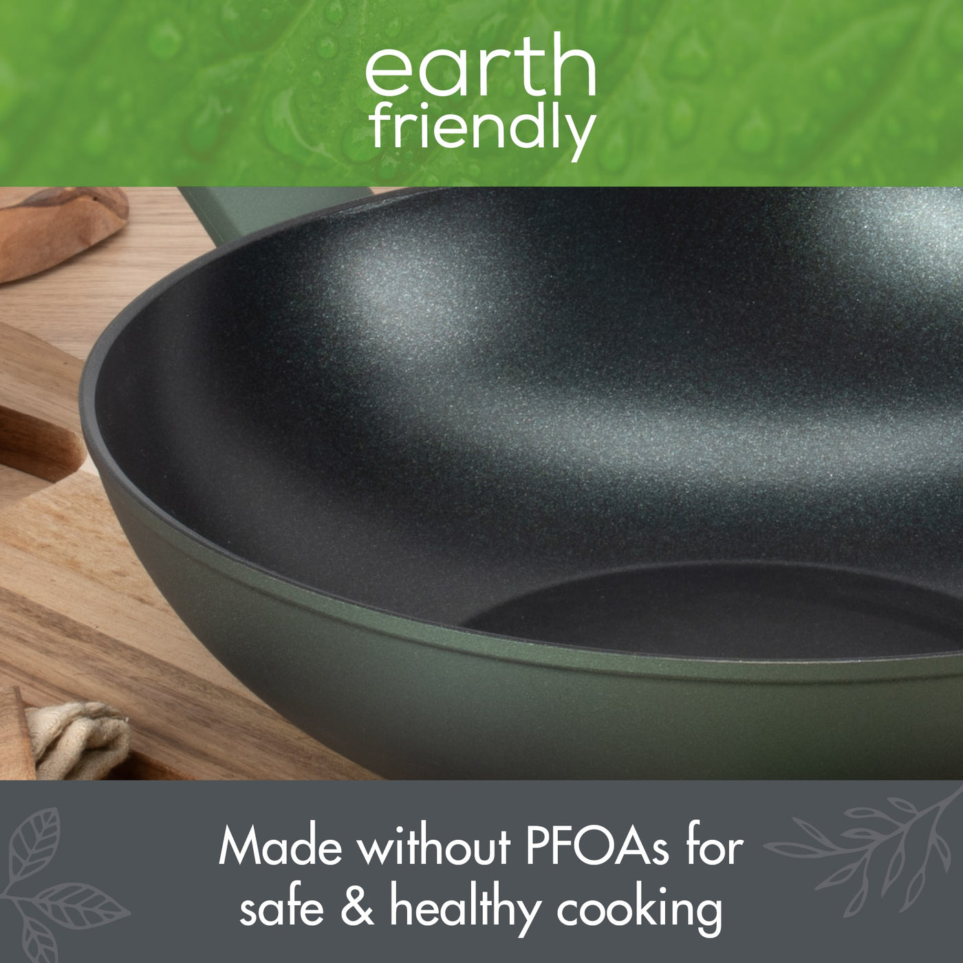 Earth Friendly Non-Stick 28cm Wok PFOA Safe