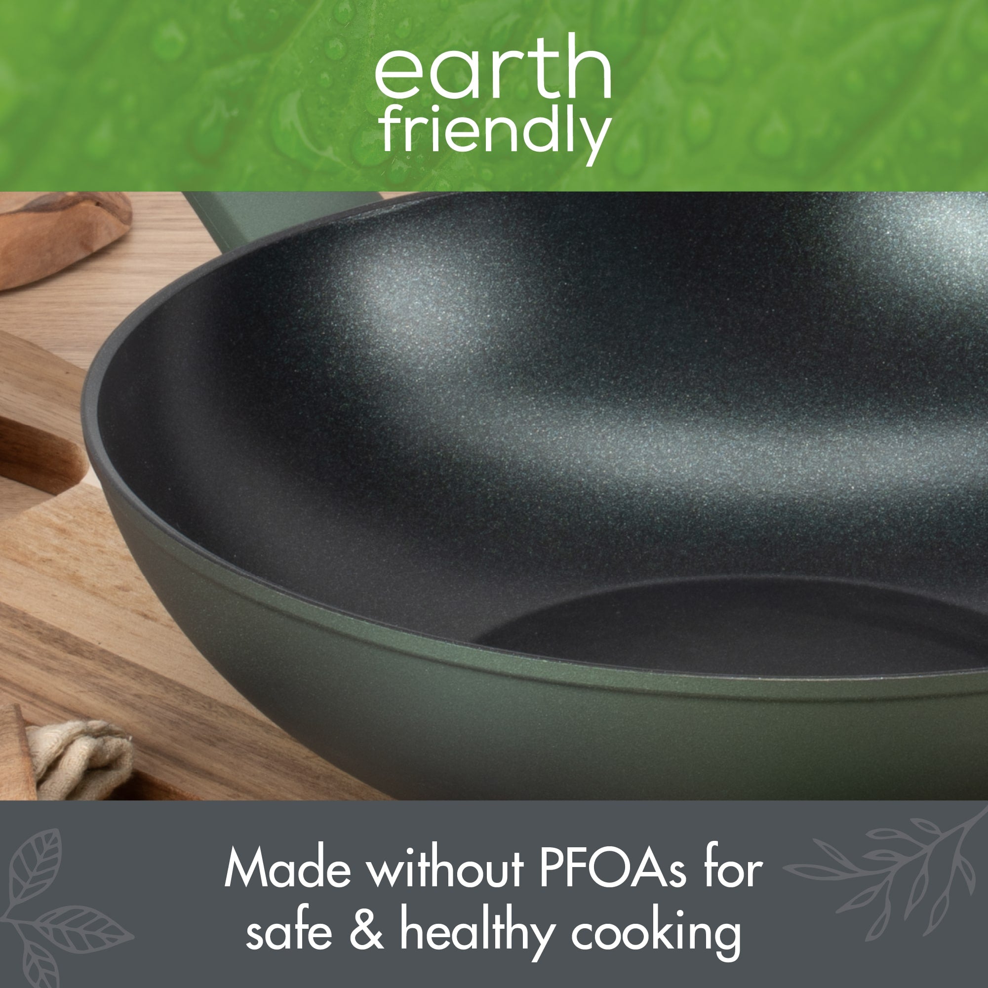 Earth Friendly Non-Stick 28cm Wok PFOA Safe