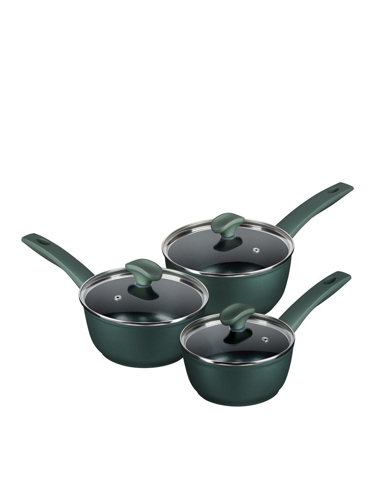 Earth Friendly: Non-Stick Induction Saucepan & Lid Set - 3 Pieces