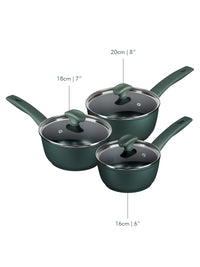 Earth Friendly: Non-Stick Induction Saucepan & Lid Set - 3 Pieces