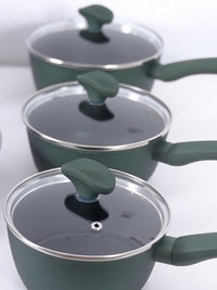 Earth Friendly: Non-Stick Induction Saucepan & Lid Set - 3 Pieces