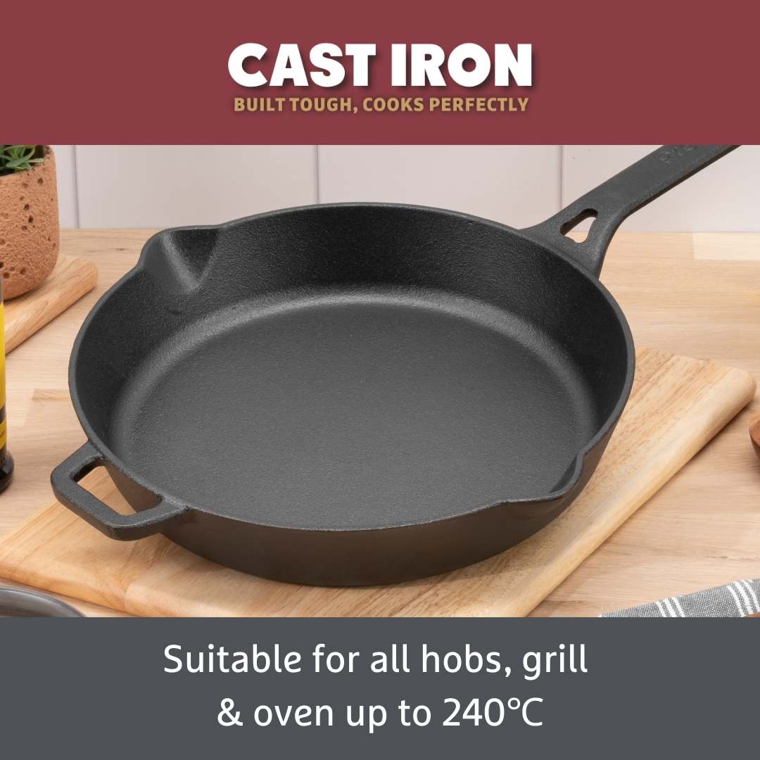 Cast Iron: Frying Pan & Grill Pan Set - 3 Pieces