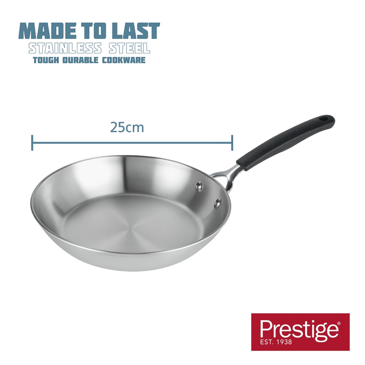 Made to Last: Stainless Steel Frying Pan - 3 Sizes: 21cm/25cm/29cm