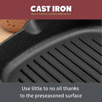 Cast Iron: Casserole & Glass Lid - 5.7L, Frying Pan & Grill Pan Set - 3 Pieces