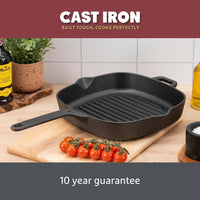 Cast Iron: Casserole & Glass Lid - 5.7L, Frying Pan & Grill Pan Set - 3 Pieces