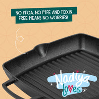 Nadiya Hussain Cast Iron Square Grill Pan & Free Schwartz Kicking Kebabs Spice Kit