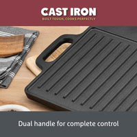 Cast Iron: Double Griddle Pan & Burger Grill Press - 2 Pieces