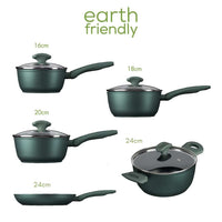Earth Friendly: Non-Stick Induction Frying pan, Saucepan & Stockpot Set - 5 Pieces