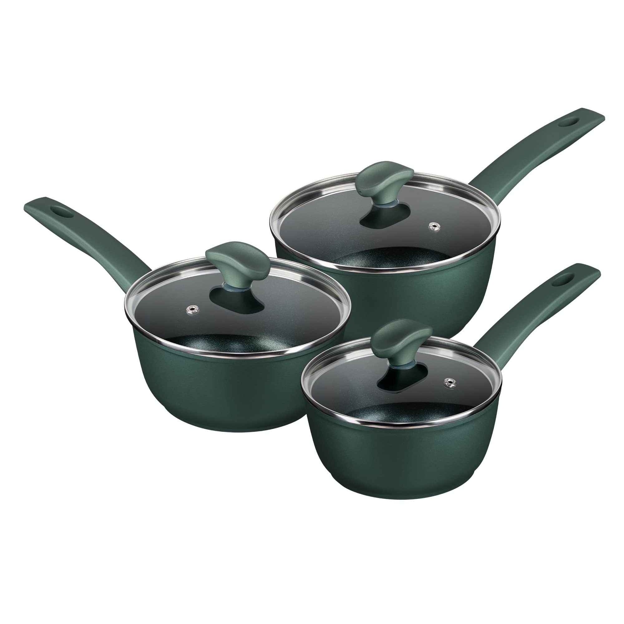 Set De 3 Casseroles Antiadhésives – Inox + Bakélite, 24 Cm – Poêle, Casserole, Faitout – Poignées Anti-chaleur, Induction Compatible