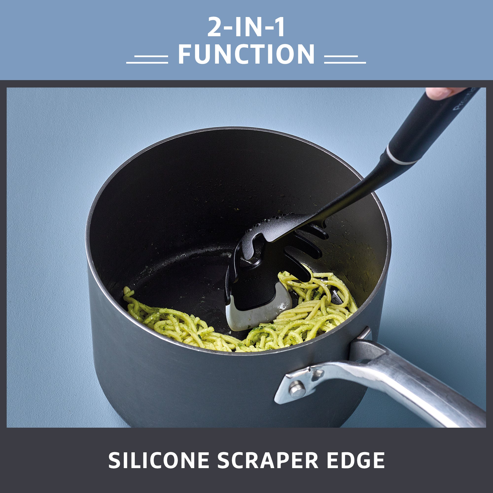 2-in-1 Kitchen Utensil - Pasta Server with Silicone Edge