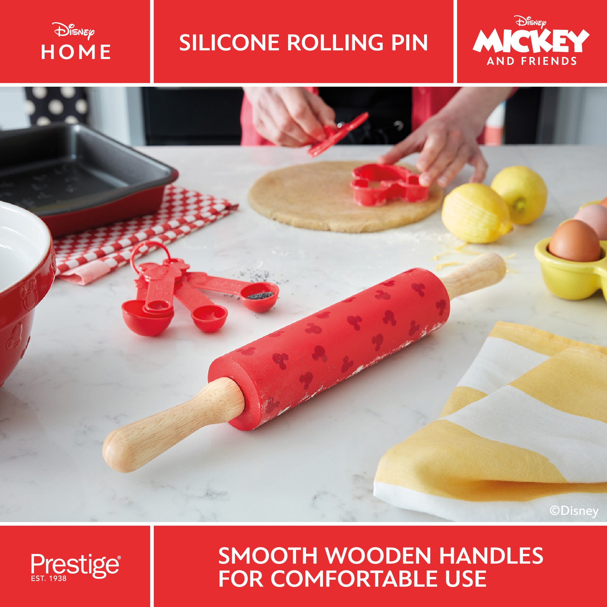 Prestige New Disney Bake with Mickey Mouse Measuring Spoons Sets - Nesting  5 Piece Set, ¼ Tsp to 1 Tbsp, Dishwasher Safe Measuring Spoons