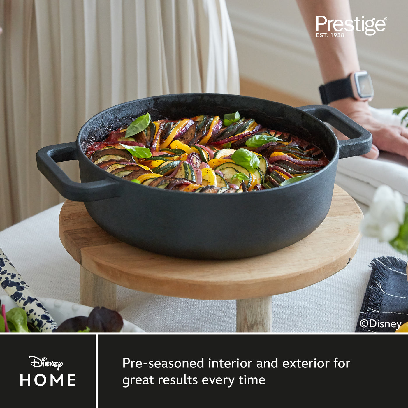 Disney Monochrome Mickey Mouse Cast Iron Shallow Casserole with