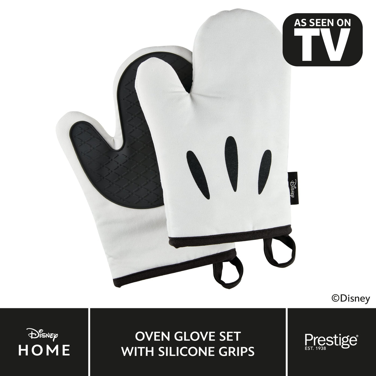 Disney Monochrome Mickey Mouse Oven Gloves Pair & Silicone Grip Pad