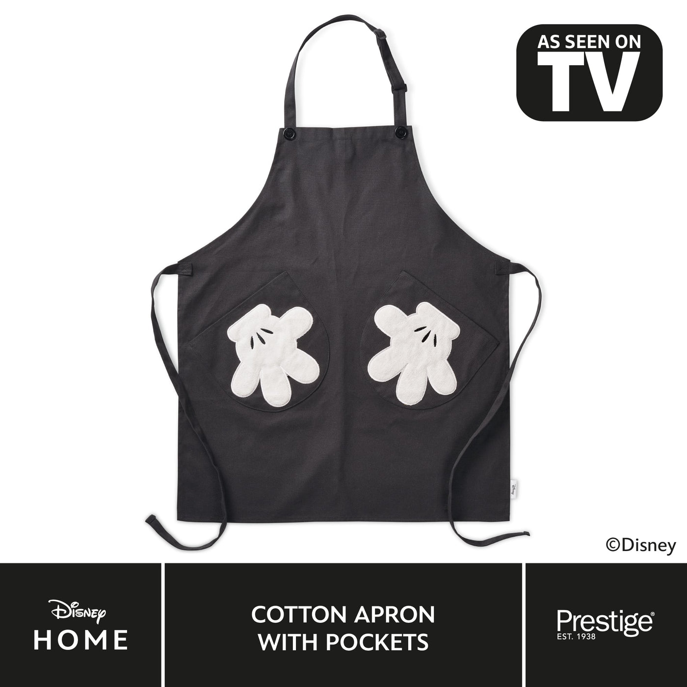 Disney Monochrome Mickey Mouse: Cotton Apron & Pockets