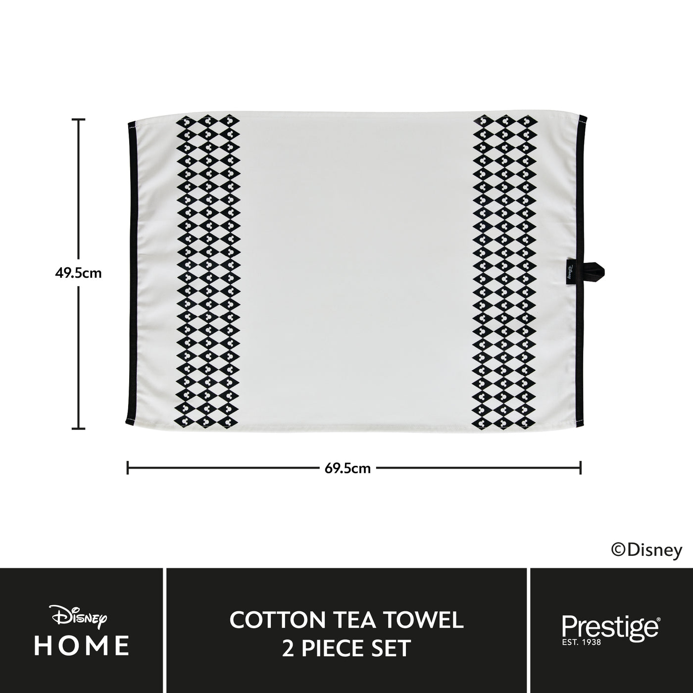 Disney Monochrome Mickey Mouse: Tea Towel Set - 2 Pieces