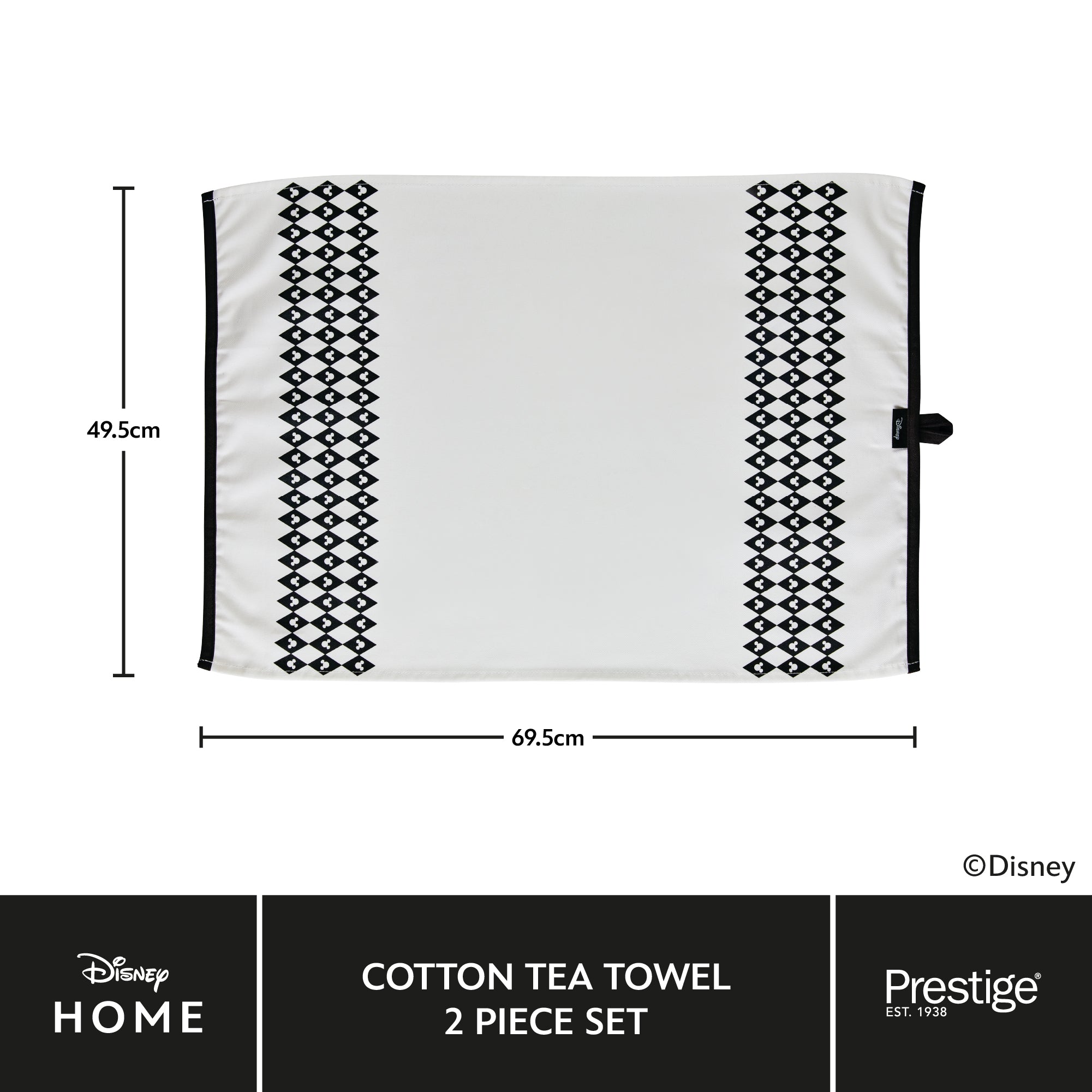 Disney Monochrome Mickey Mouse: Tea Towel Set - 2 Pieces