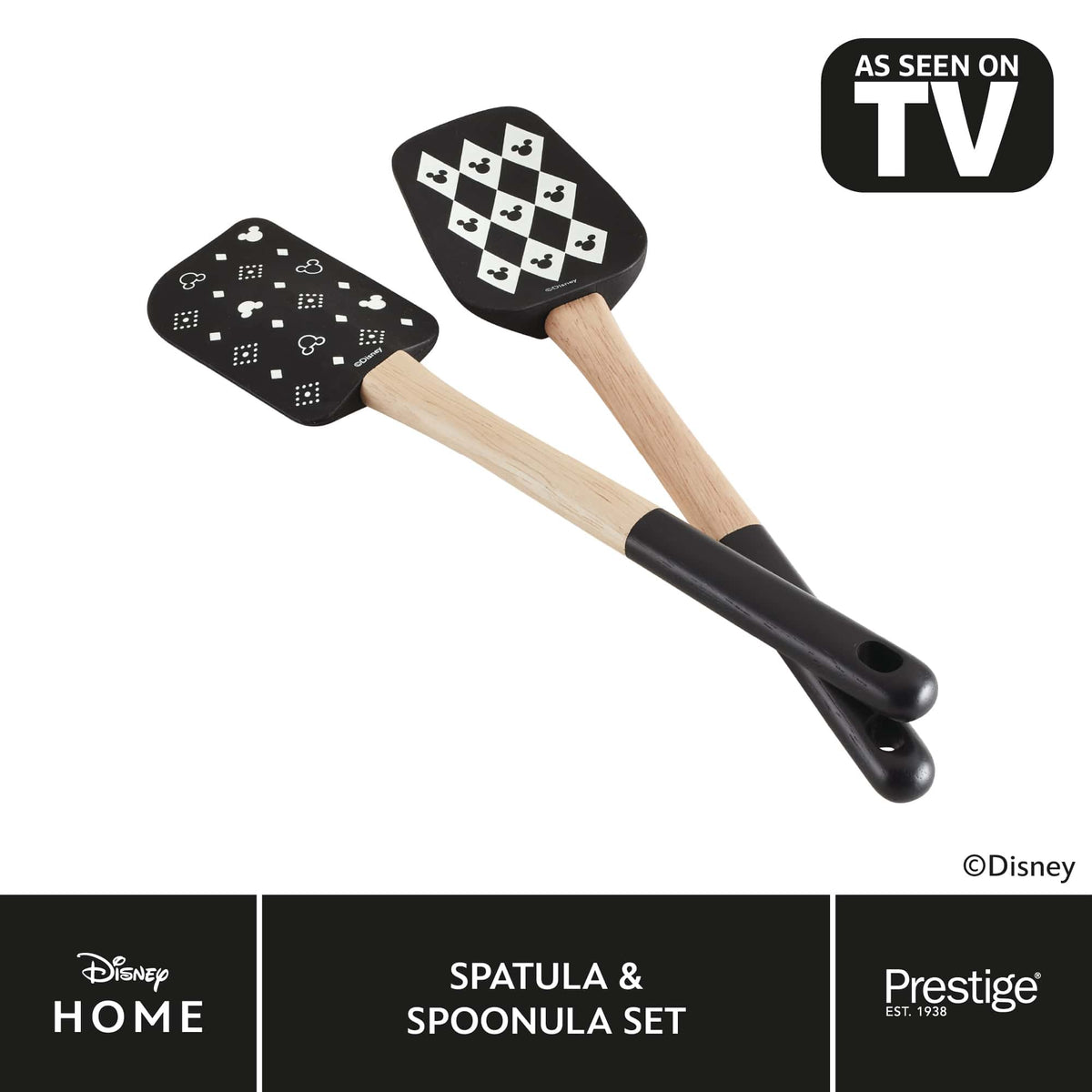 Disney Monochrome Mickey Mouse Spatula Spoonula Silicone Kitchen Utensil Set