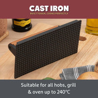 Cast Iron: Grill Burger Press Suitable for all  hobs