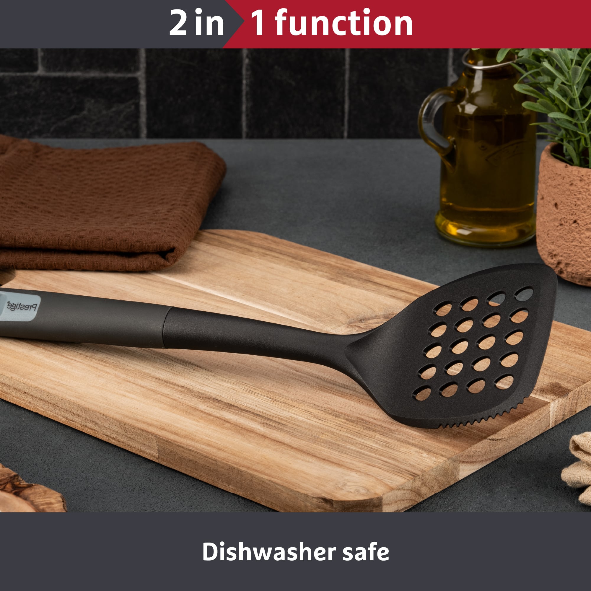 Prestige 2-in-1 Kitchen Tools - Slotted Turner Dishwasher Safe
