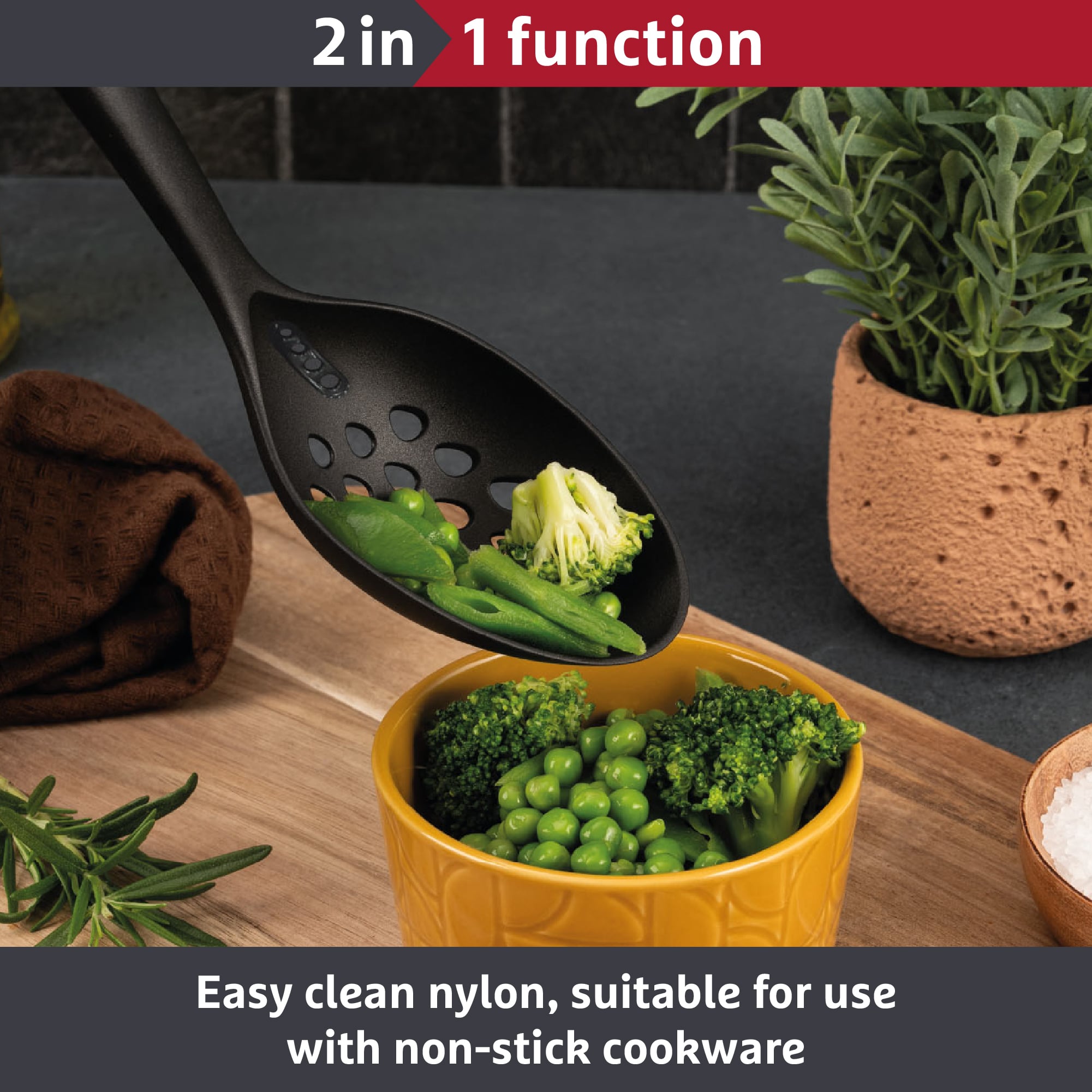 Prestige 2-In-1 Kitchen Tools - Slotted Spoon Easy Clean