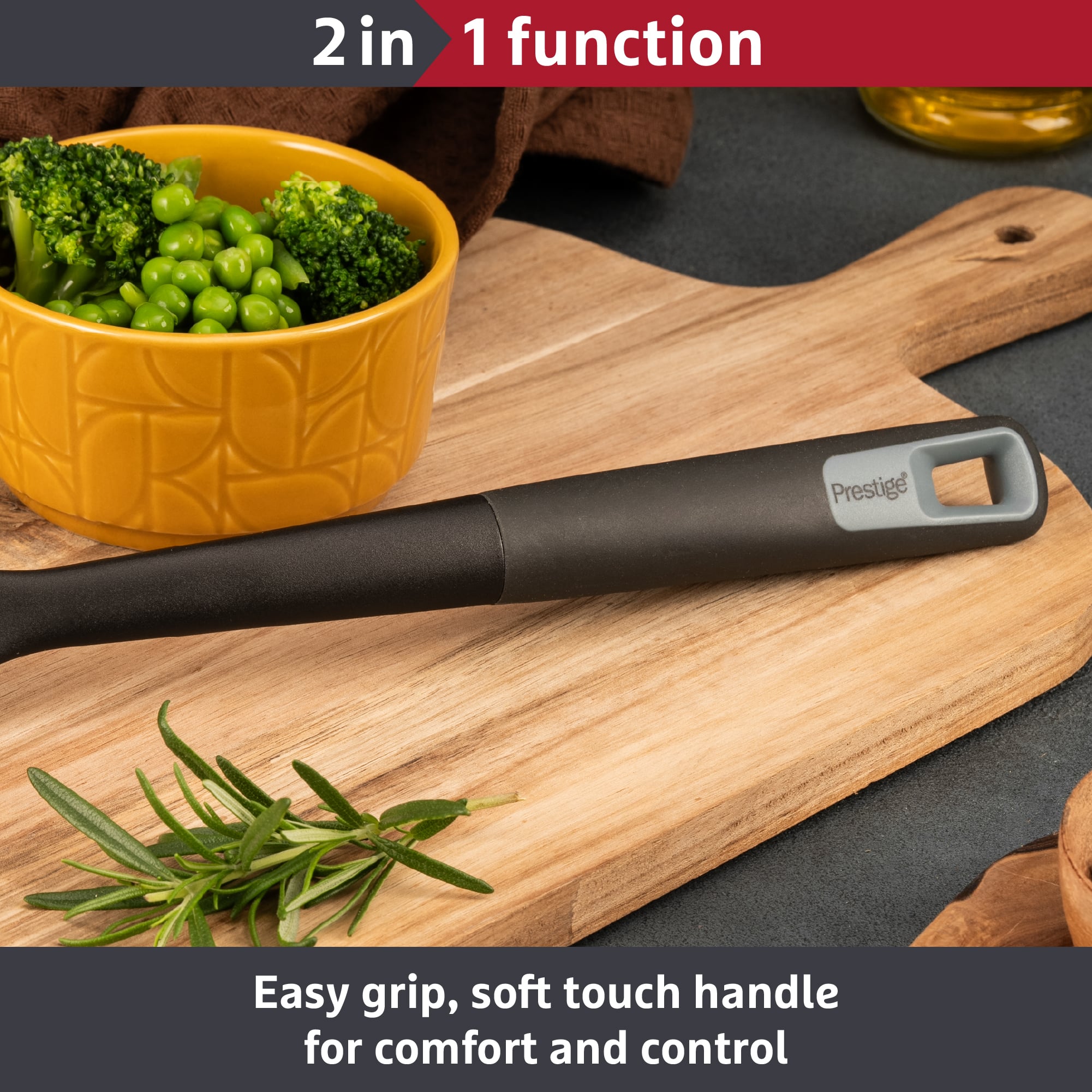Prestige 2-In-1 Kitchen Tools - Slotted Spoon Soft Grip