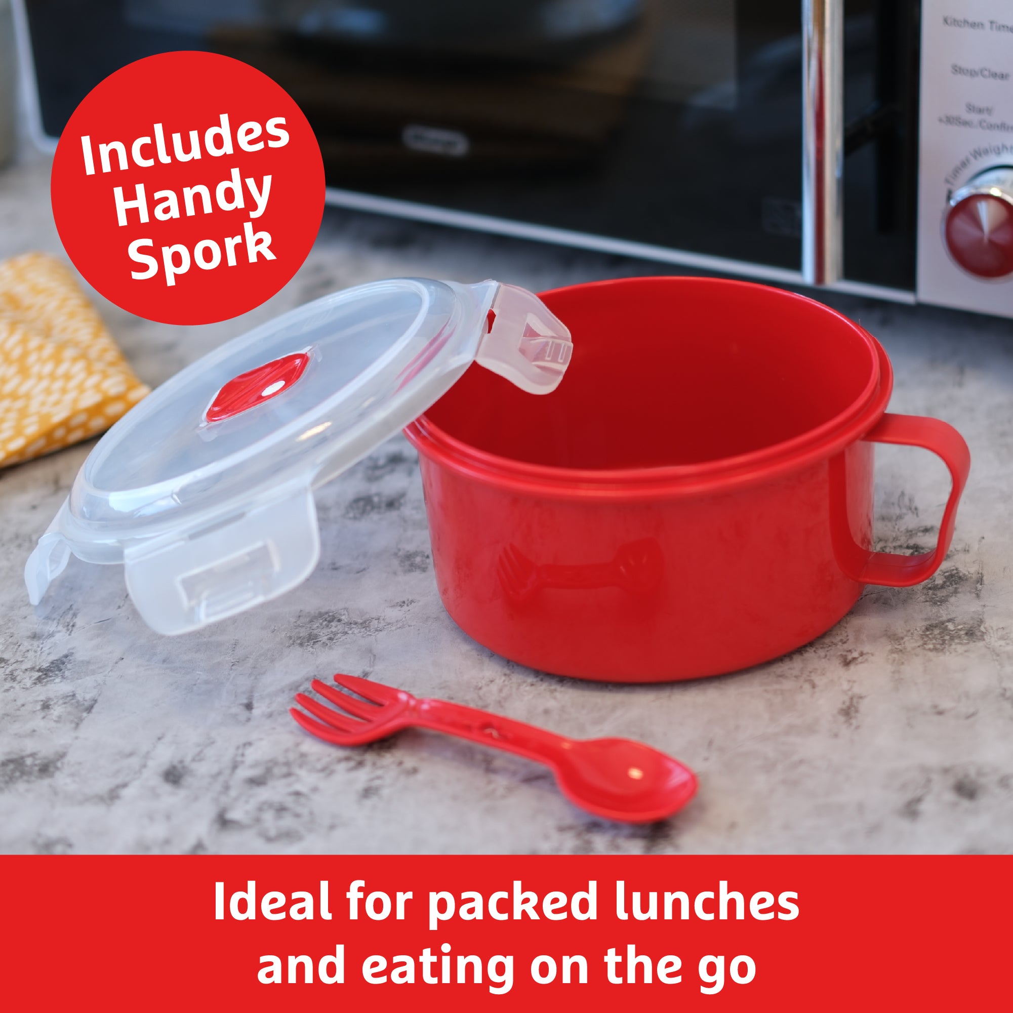 Good To Heat Microwave Bowl with Spork – BPA-Free, 900ml & Leakproof