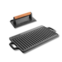 Cast Iron: Double Griddle Pan & Burger Grill Press - 2 Pieces