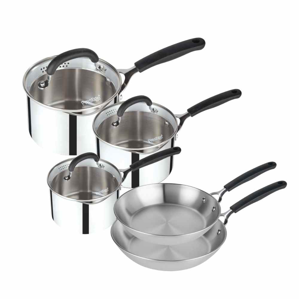 Made to Last: Stainless Steel Frying Pan and Saucepan Set - 5 Piece